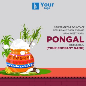 Pongal celebration with traditional pot and harvest elements
