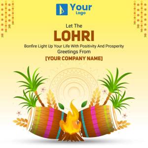 Lohri festival graphic with bonfire and traditional elements