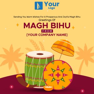 Magh Bihu festival greeting with traditional elements