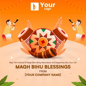 Magh Bihu festival illustration with traditional elements