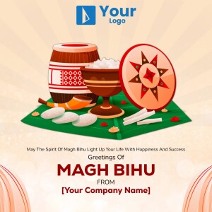 Magh Bihu festival illustration with traditional items