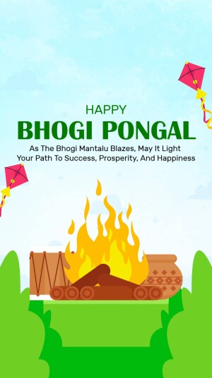 Happy Bhogi Pongal Design For Pinterest