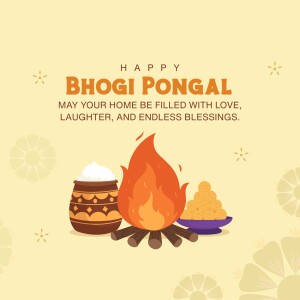Happy Bhogi Pongal Greetings Promotional Banner For Google Business Profile