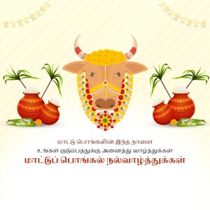 Illustration of a decorated cow for Pongal festival
