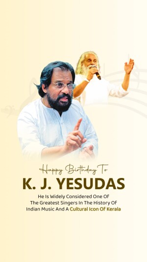 Happy Birthday K.J. Yesudas Branding Post For WhatsApp