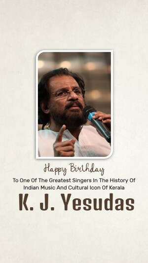 K. J. Yesudas - Happy Birthday Flyer For WhatsApp
