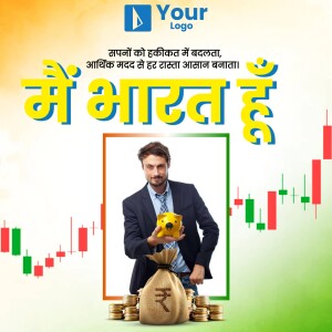 Image depicting financial growth and empowerment in India with a man holding gold and financial charts.