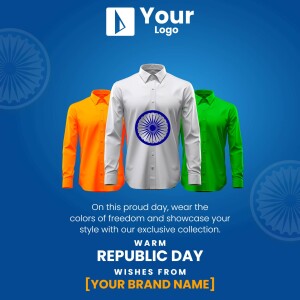 Shirts in the colors of the Indian flag with Republic Day wishes.