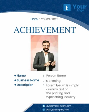 Achievement certificate with a professional portrait