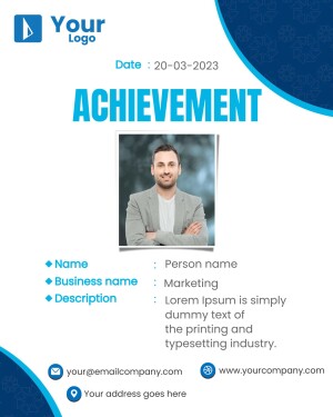 Achievement certificate with a portrait of a person