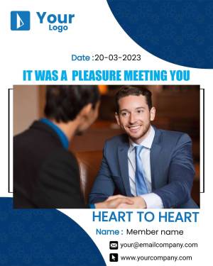 Image of two professionals shaking hands after a meeting, with a thank you message.