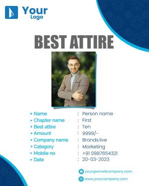 Business card design featuring a professional portrait and company information.