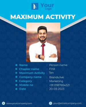 ID card with a professional portrait and company branding.