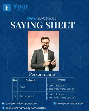 Professional man with a phone in a profile sheet template