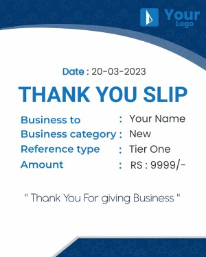 Thank you slip with space for business details and logo