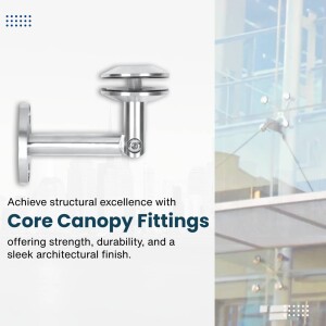 Silver Core Canopy Fitting against a blurred glass and building background