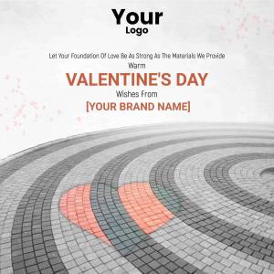 Valentine's Day greeting with a heart-shaped design and brand logo space.