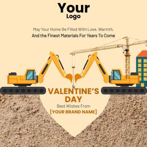 Construction equipment forming a heart with Valentine's Day message