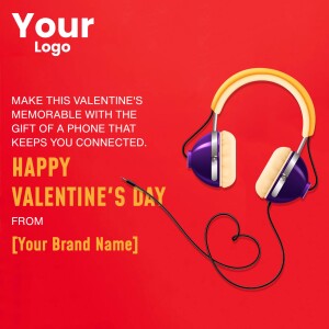 Valentine's Day Headphones Promotion Business Poster For Pinterest