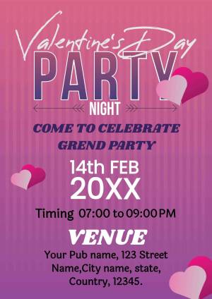 Valentine's Day Party Invitation with hearts and event details