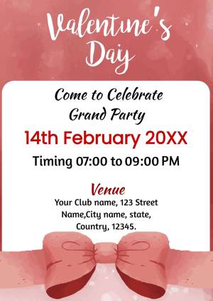 Valentine's Day party invitation with red and white design