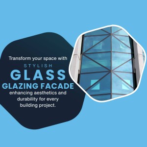 Modern building facade with geometric glass glazing