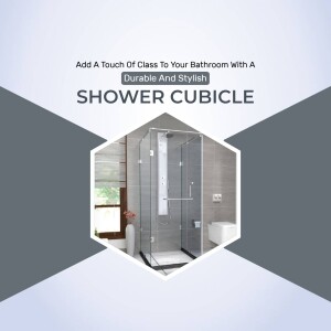Image of a modern, glass shower cubicle in a bathroom setting.