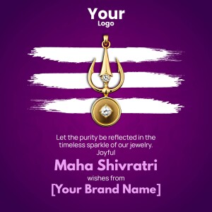 Gold Trishul pendant with Maha Shivratri wishes