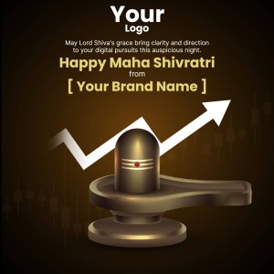 Maha Shivratri greeting with a Shivling and upward trending graph.