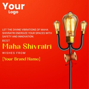 Maha Shivratri greeting with a trident-shaped lightbulb and festive text.