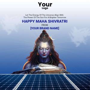 Image of Lord Shiva with a solar panel background for Maha Shivratri