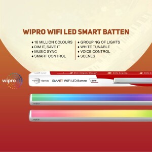 Wipro WiFi LED Smart Batten with color changing capabilities