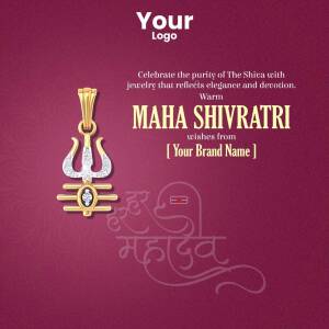 Gold Trishul pendant with Maha Shivratri wishes