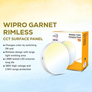 Wipro Garnet Rimless Color Changing LED Panel with packaging