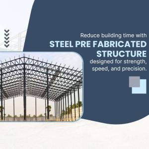 Image of a steel prefabricated structure for building construction.