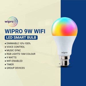 Wipro 9W WiFi LED Smart Bulb with colorful display