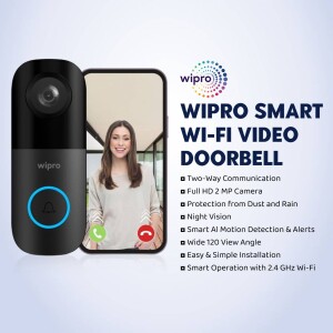 Wipro Smart Wi-Fi Video Doorbell with smartphone view