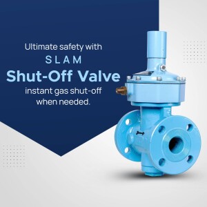 Blue SLAM shut-off valve for instant gas shut-off