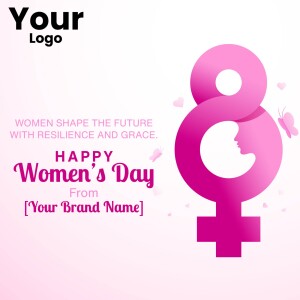 Women's Day greeting with female symbol and silhouette