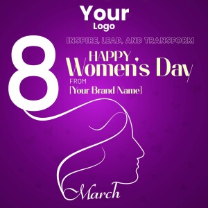 Women's Day greeting with a silhouette of a woman's face and the number 8.