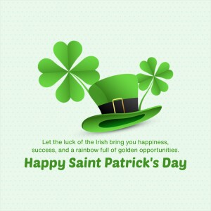 Green clover and hat with St. Patrick's Day greeting