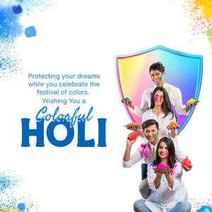Holi Celebration With Insurance Protection Banner For Facebook
