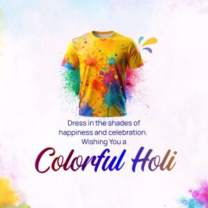 Colorful Holi T-Shirt Design Image For Google Business Profile