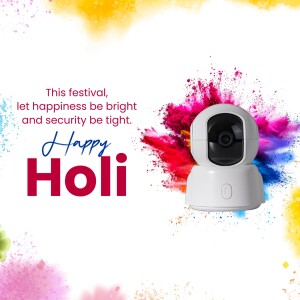 Security camera with colorful Holi background