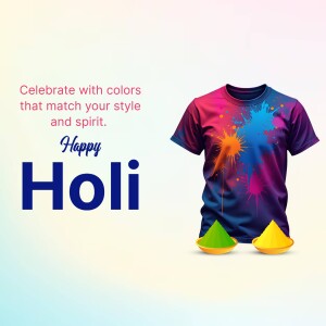 Happy Holi T-Shirt Design Social Media Post For Facebook