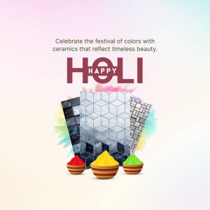 Holi festival greeting with ceramics and colorful powder