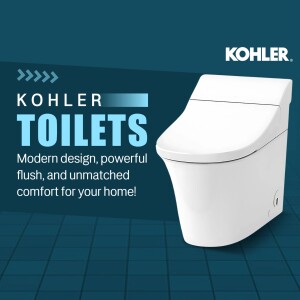 Kohler modern toilet with blue background