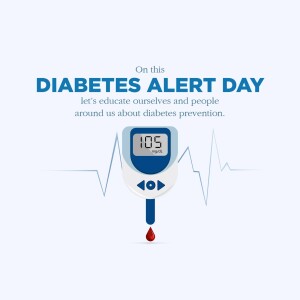 Image promoting Diabetes Alert Day with a glucose meter and heartbeat line.