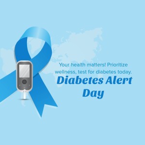 World Diabetes Day awareness ribbon with glucose meter