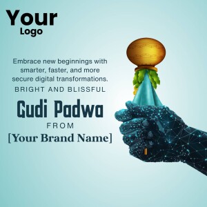 Gudi Padwa celebration with a digital hand holding a Gudi